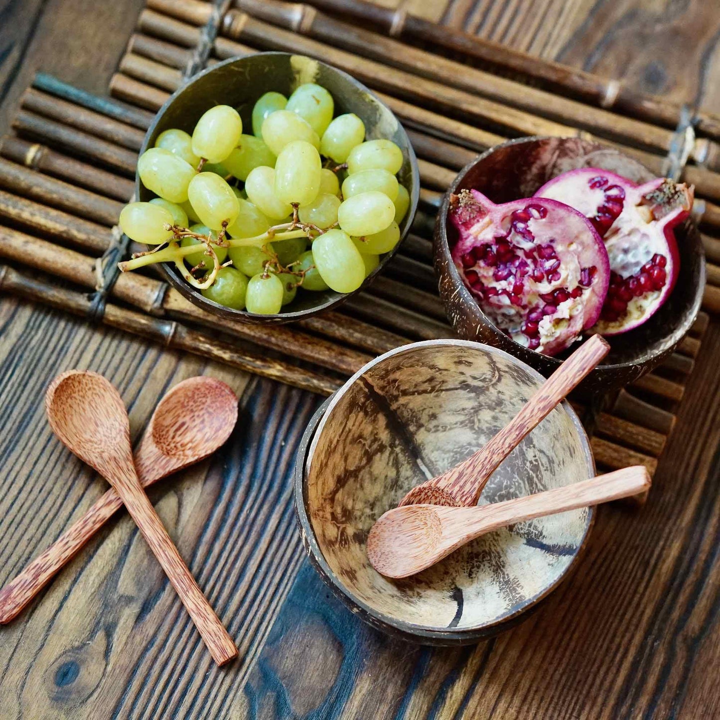 Natural Coconut Bowl with Wooden Spoon