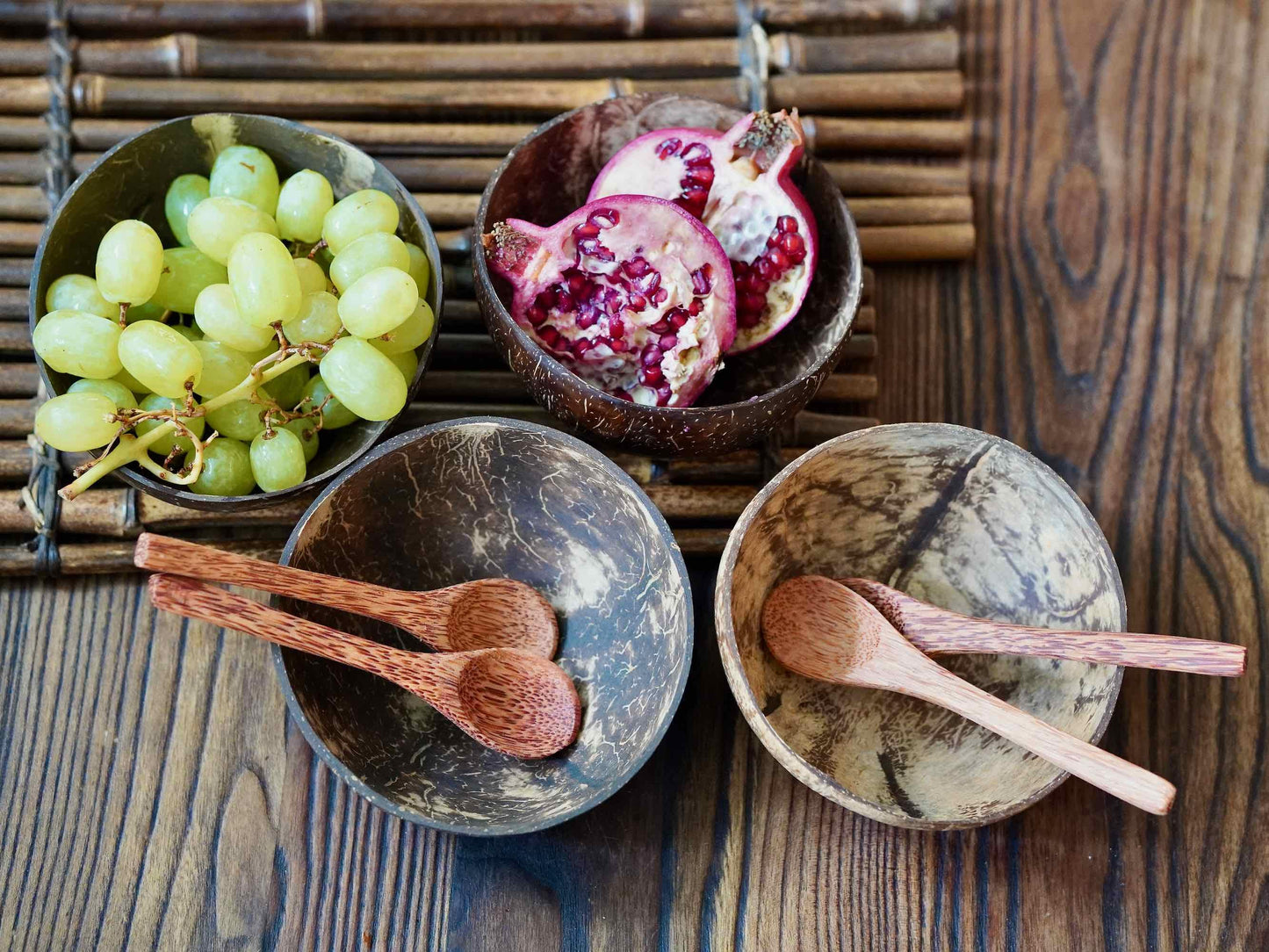 Natural Coconut Bowl with Wooden Spoon