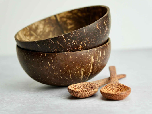 Natural Coconut Bowl with Wooden Spoon