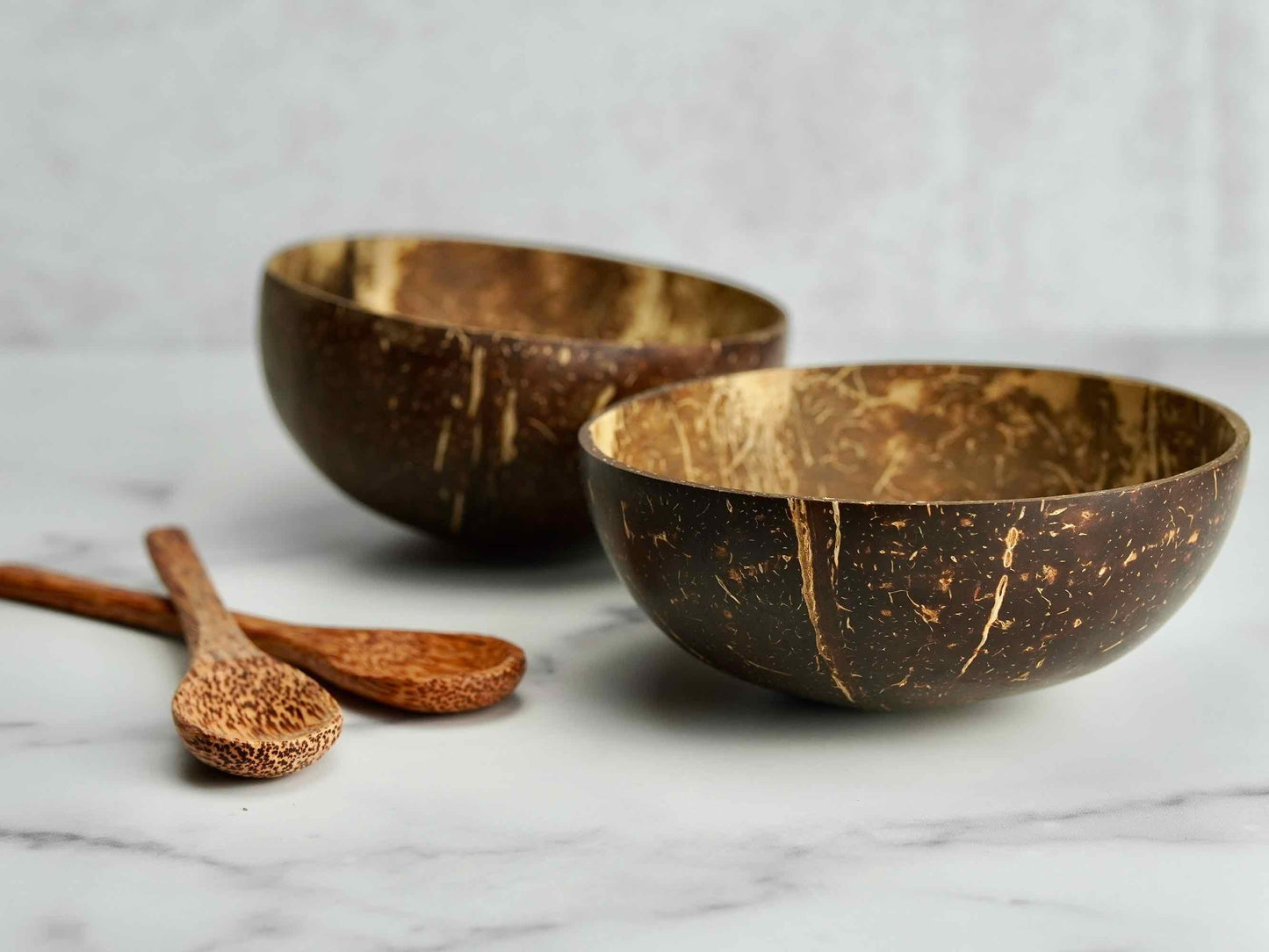 Natural Coconut Bowl with Wooden Spoon