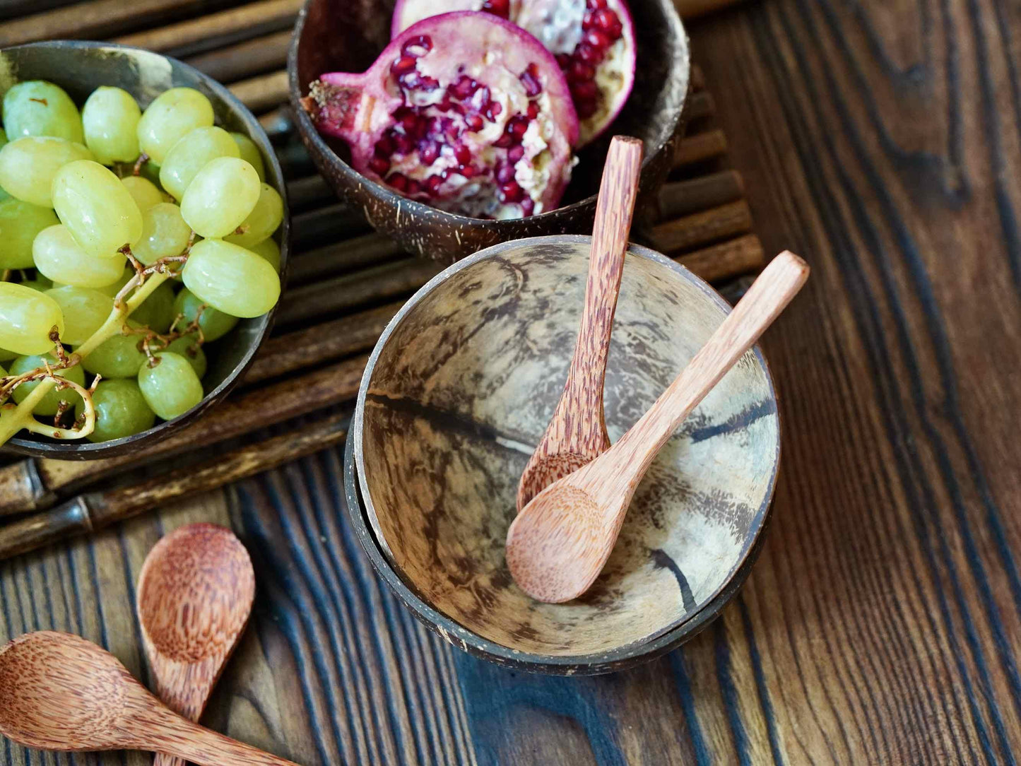 Natural Coconut Bowl with Wooden Spoon