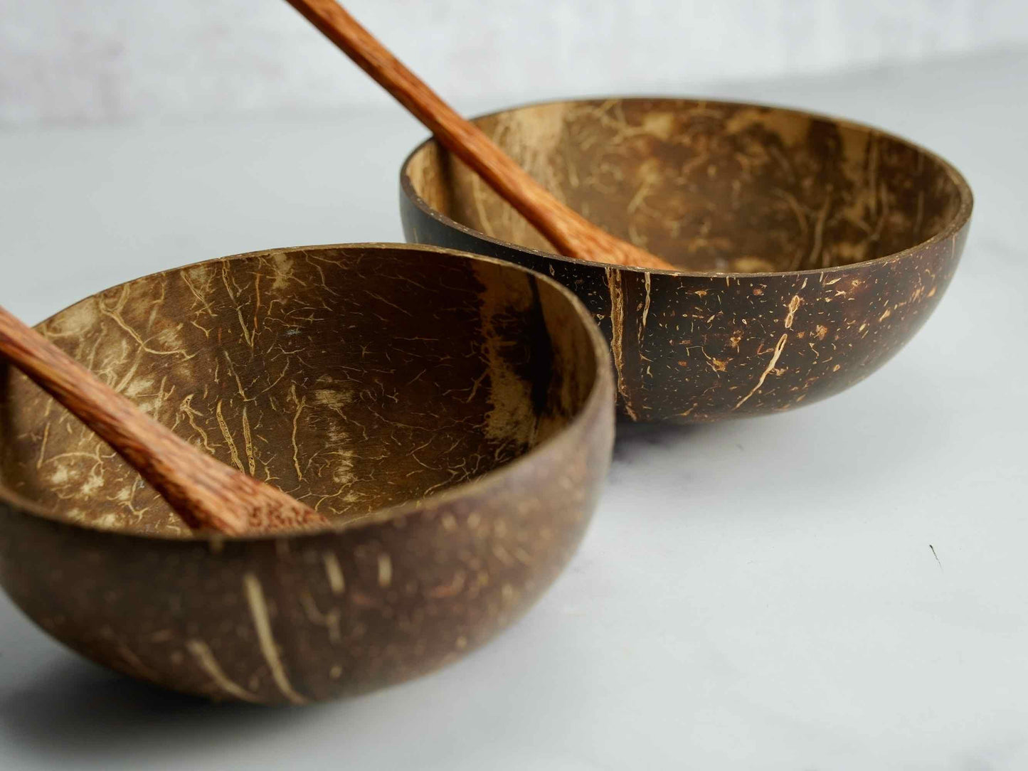 Natural Coconut Bowl with Wooden Spoon