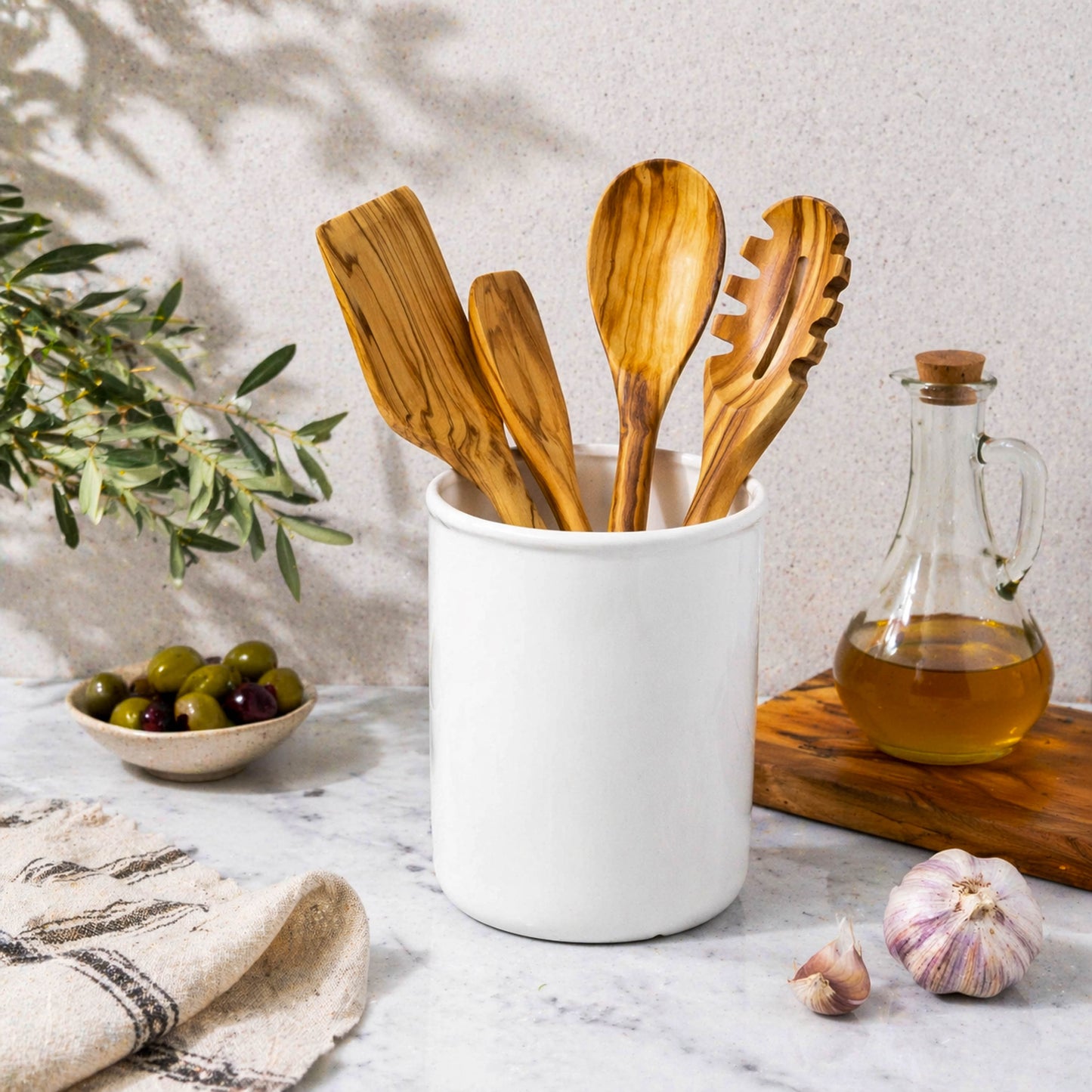 Olive Wood Cooking Utensil Set