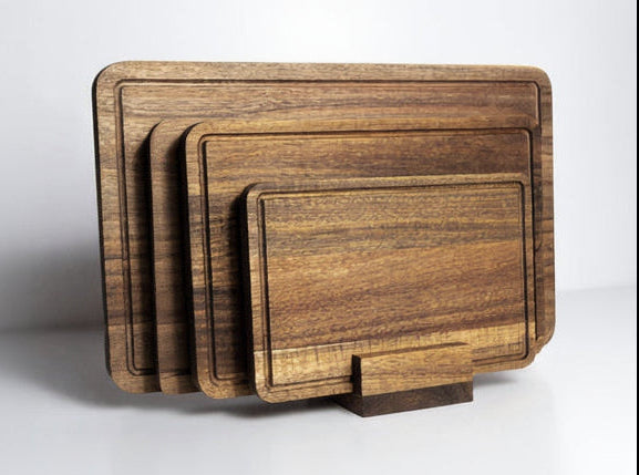 Acacia Wood Cutting Board Set with Stand